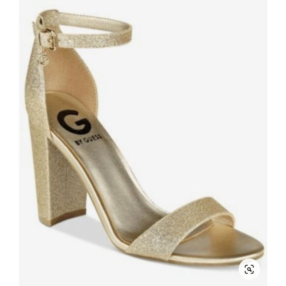 G by Guess Shantel Two-Piece Sandals Glitter Gold Pumps Size 6.5 - Picture 13 of 13